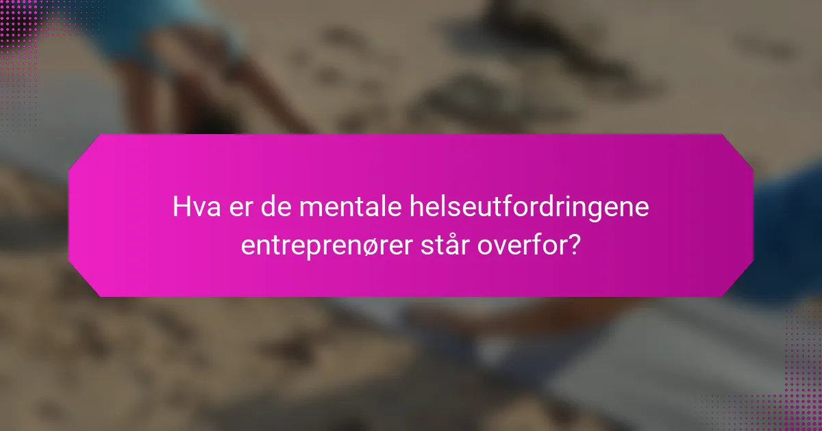 Hva er de mentale helseutfordringene entreprenører står overfor?