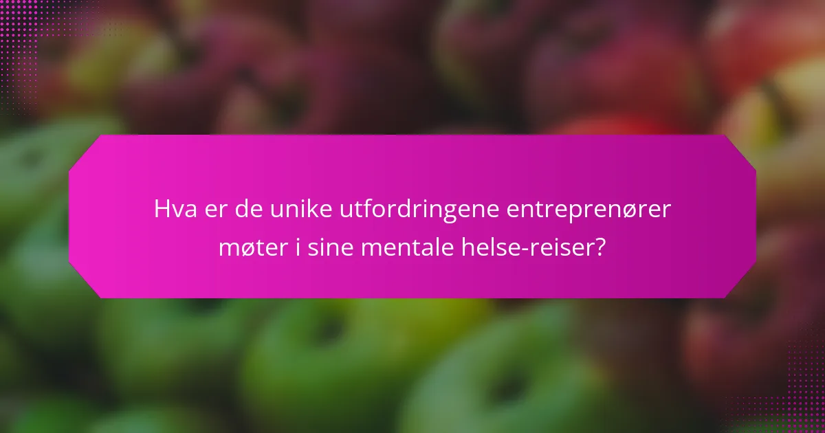 Hva er de unike utfordringene entreprenører møter i sine mentale helse-reiser?