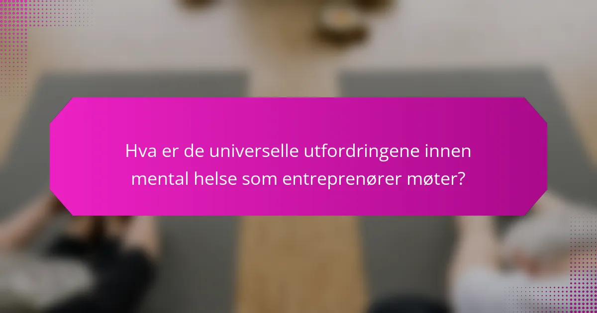 Hva er de universelle utfordringene innen mental helse som entreprenører møter?