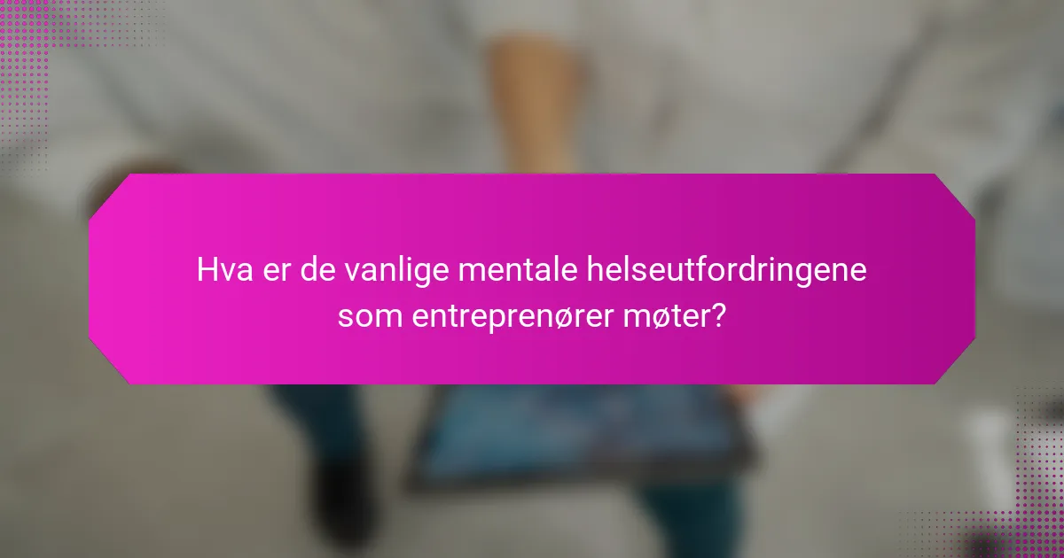 Hva er de vanlige mentale helseutfordringene som entreprenører møter?