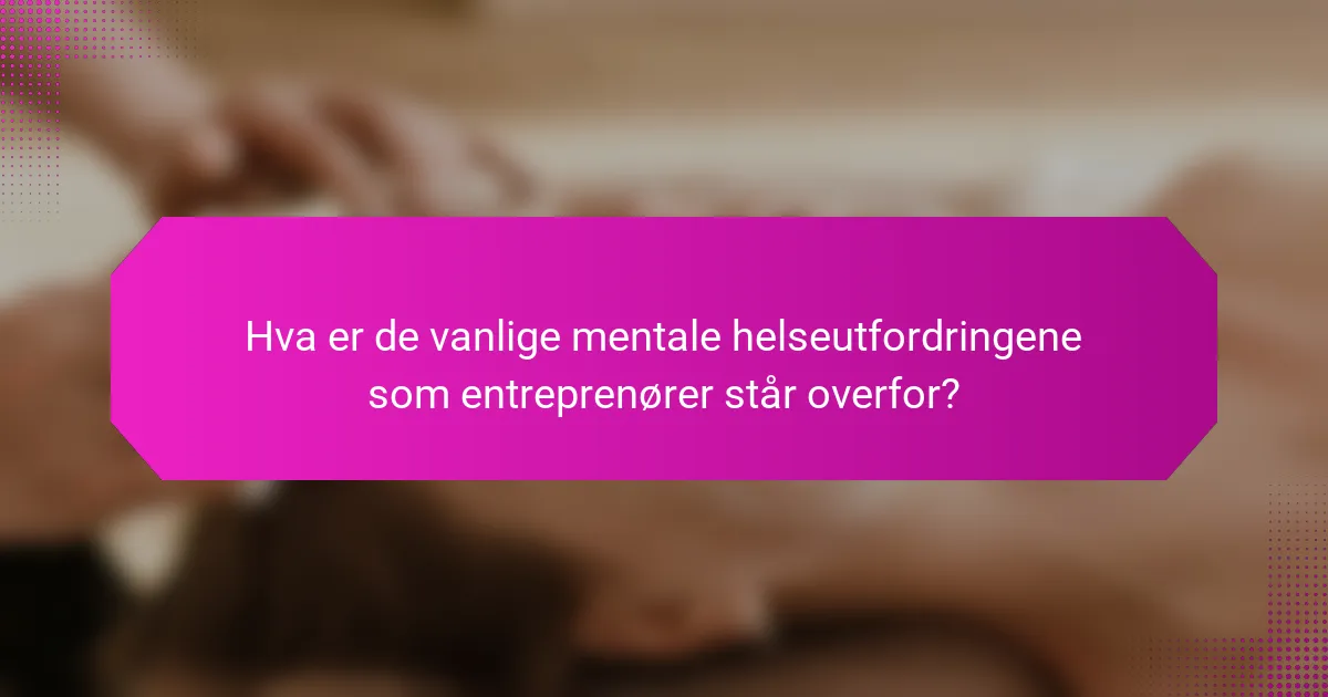 Hva er de vanlige mentale helseutfordringene som entreprenører står overfor?