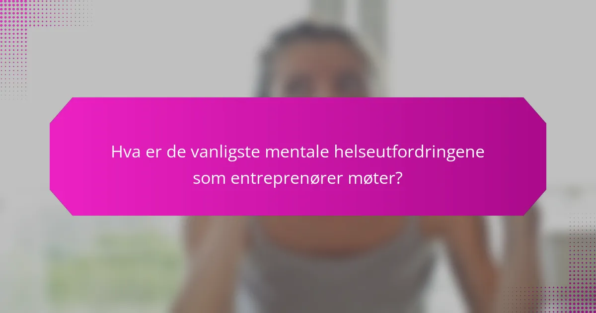 Hva er de vanligste mentale helseutfordringene som entreprenører møter?