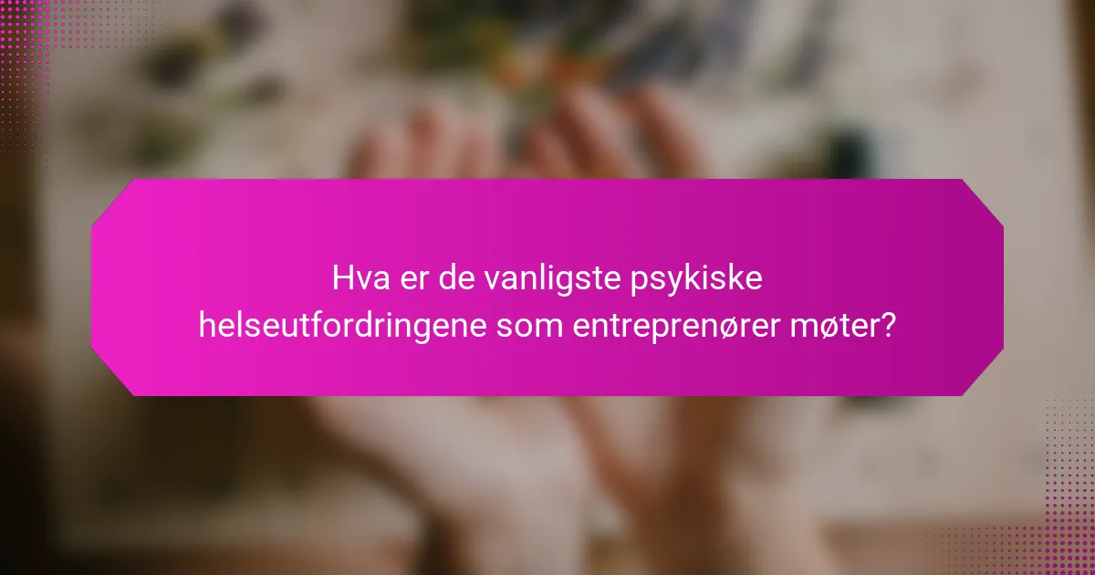 Hva er de vanligste psykiske helseutfordringene som entreprenører møter?