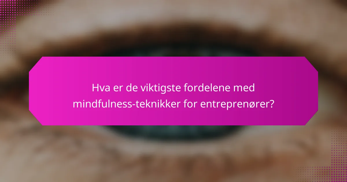 Hva er de viktigste fordelene med mindfulness-teknikker for entreprenører?