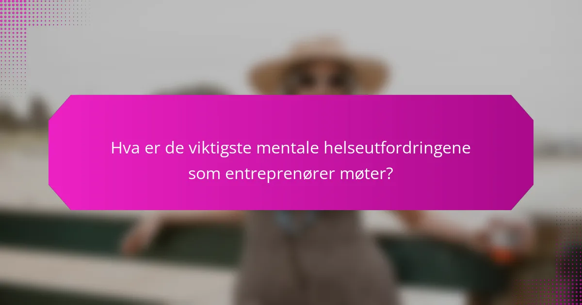 Hva er de viktigste mentale helseutfordringene som entreprenører møter?