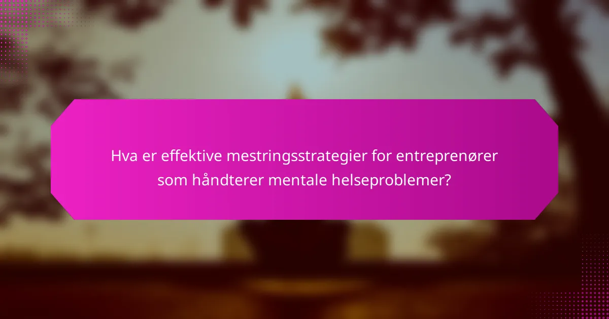 Hva er effektive mestringsstrategier for entreprenører som håndterer mentale helseproblemer?