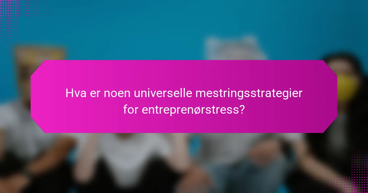 Hva er noen universelle mestringsstrategier for entreprenørstress?