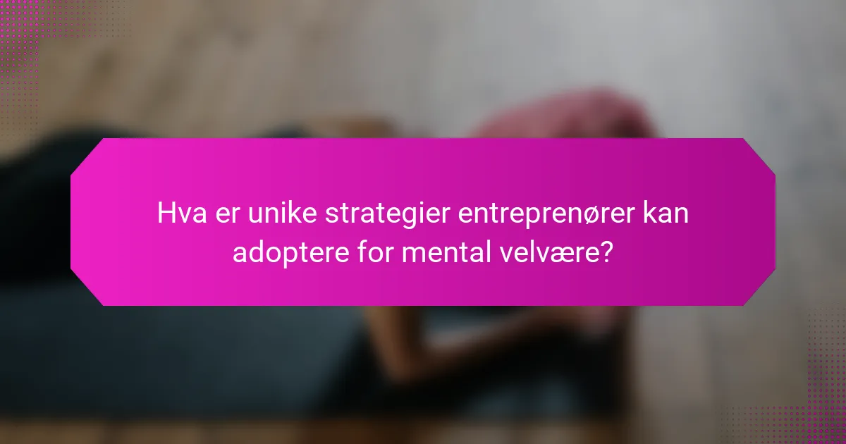 Hva er unike strategier entreprenører kan adoptere for mental velvære?