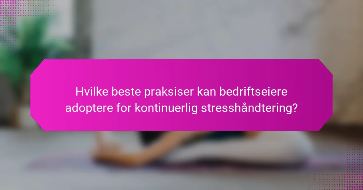 Hvilke beste praksiser kan bedriftseiere adoptere for kontinuerlig stresshåndtering?