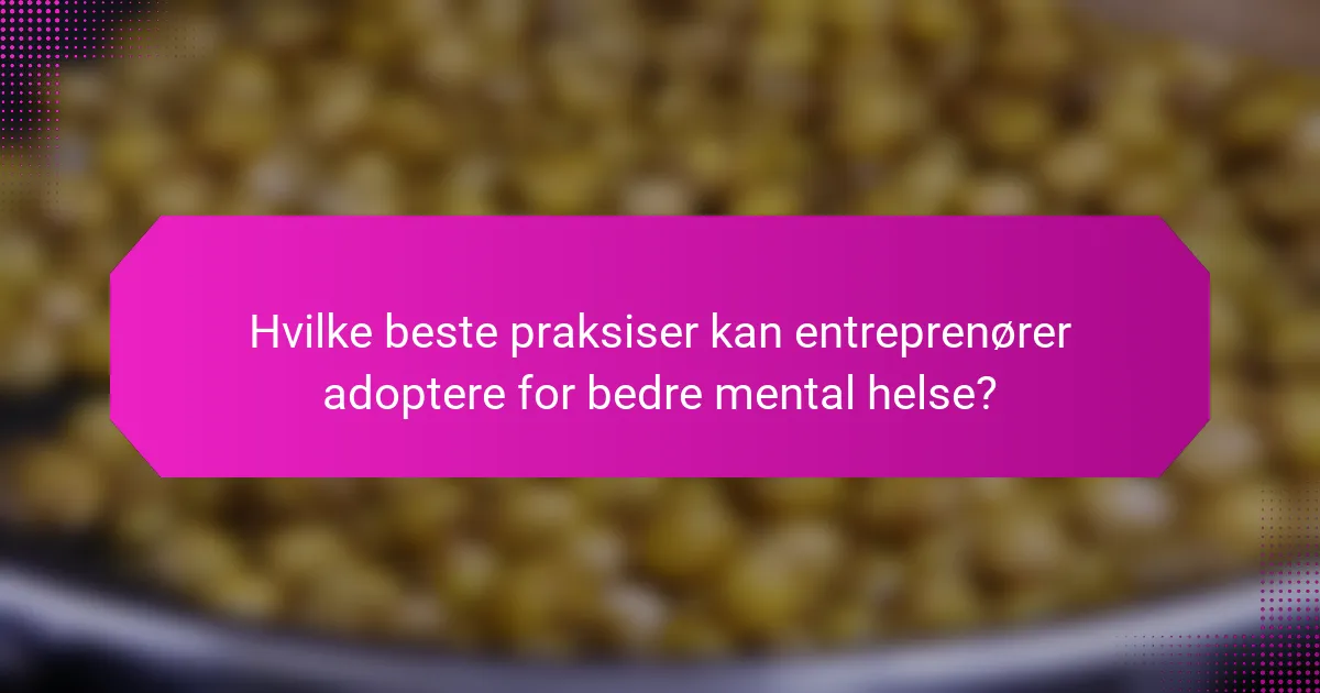 Hvilke beste praksiser kan entreprenører adoptere for bedre mental helse?