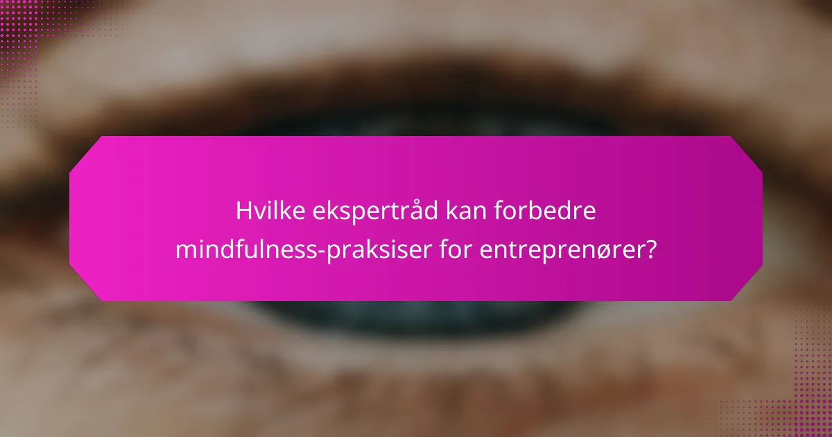 Hvilke ekspertråd kan forbedre mindfulness-praksiser for entreprenører?