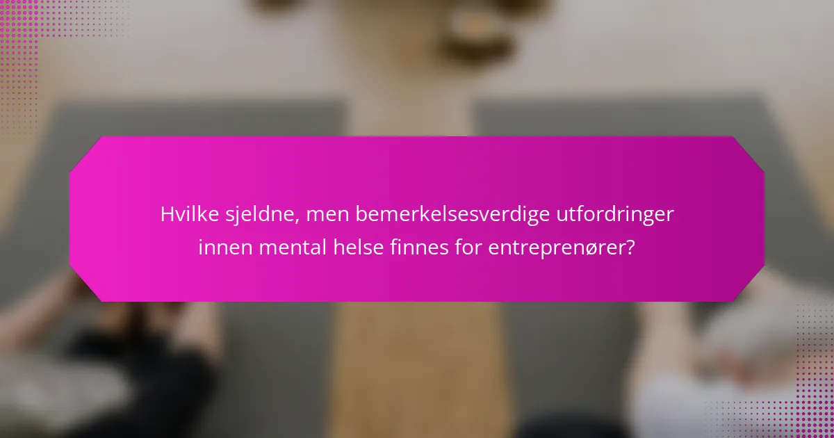 Hvilke sjeldne, men bemerkelsesverdige utfordringer innen mental helse finnes for entreprenører?