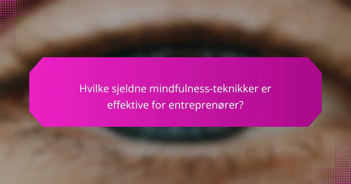 Hvilke sjeldne mindfulness-teknikker er effektive for entreprenører?