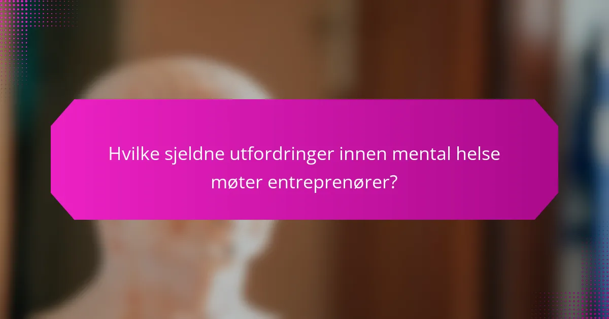 Hvilke sjeldne utfordringer innen mental helse møter entreprenører?