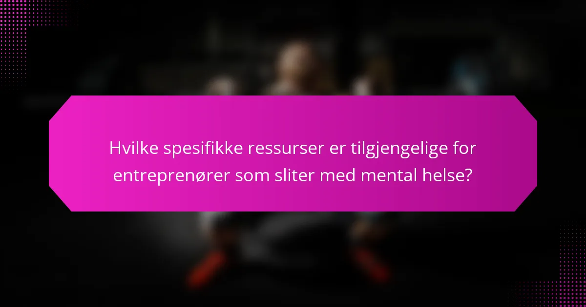 Hvilke spesifikke ressurser er tilgjengelige for entreprenører som sliter med mental helse?