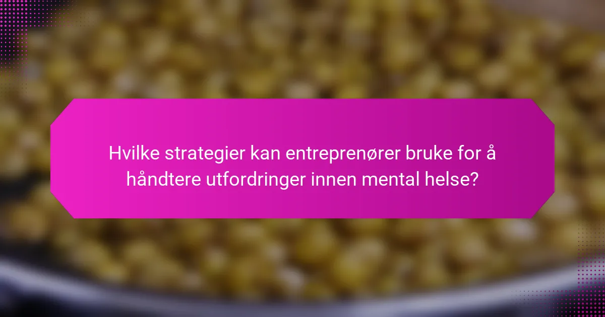 Hvilke strategier kan entreprenører bruke for å håndtere utfordringer innen mental helse?