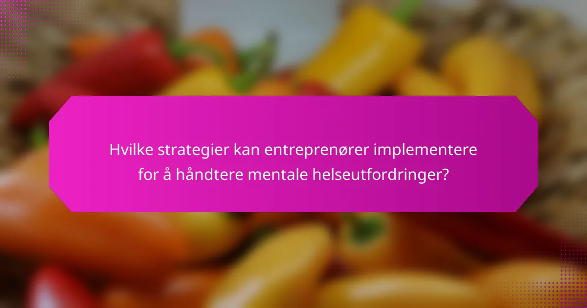 Hvilke strategier kan entreprenører implementere for å håndtere mentale helseutfordringer?