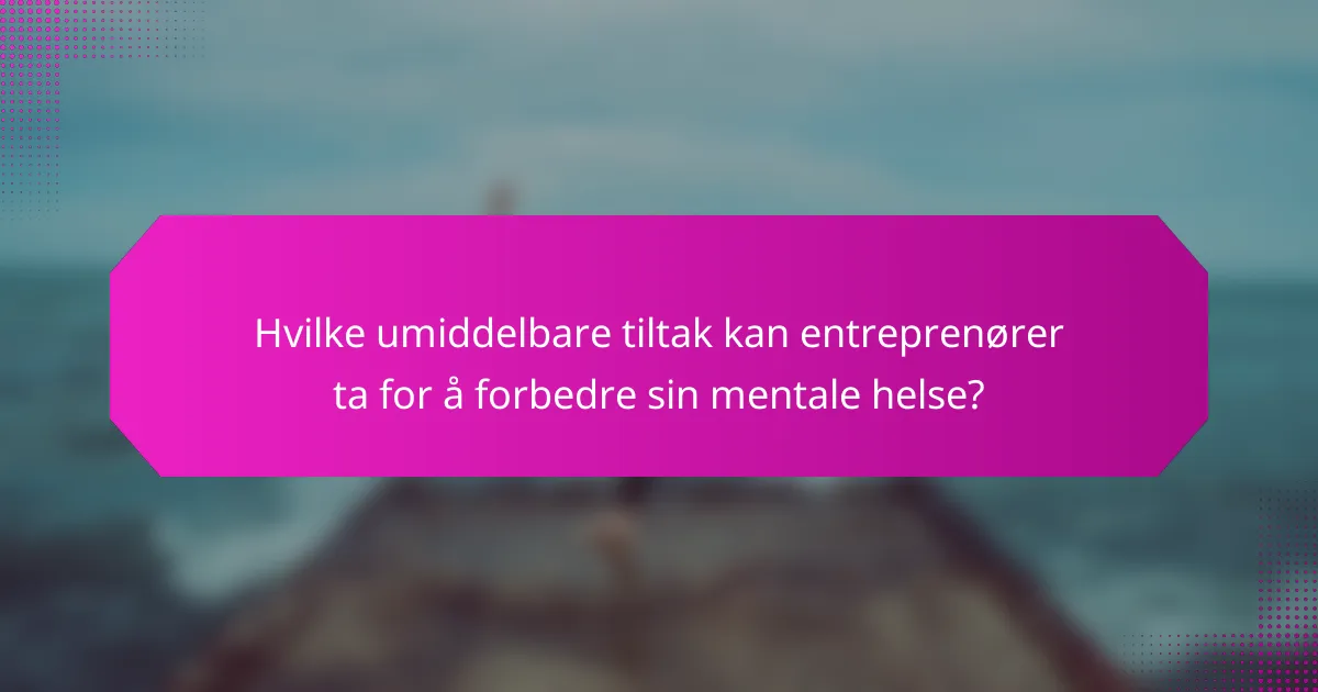 Hvilke umiddelbare tiltak kan entreprenører ta for å forbedre sin mentale helse?