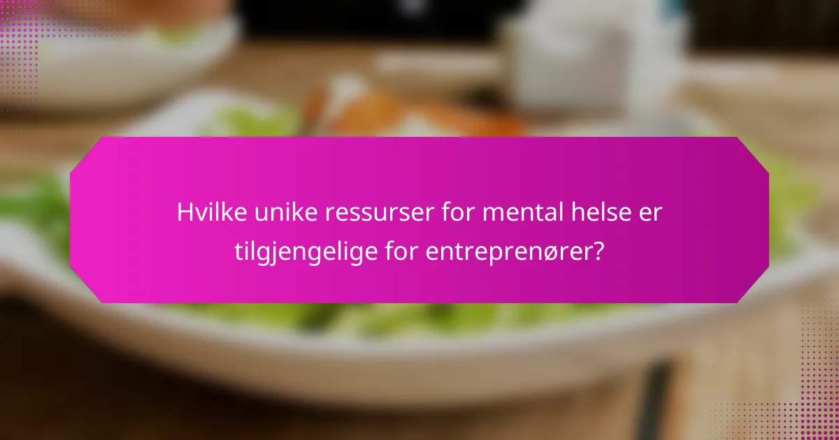 Hvilke unike ressurser for mental helse er tilgjengelige for entreprenører?