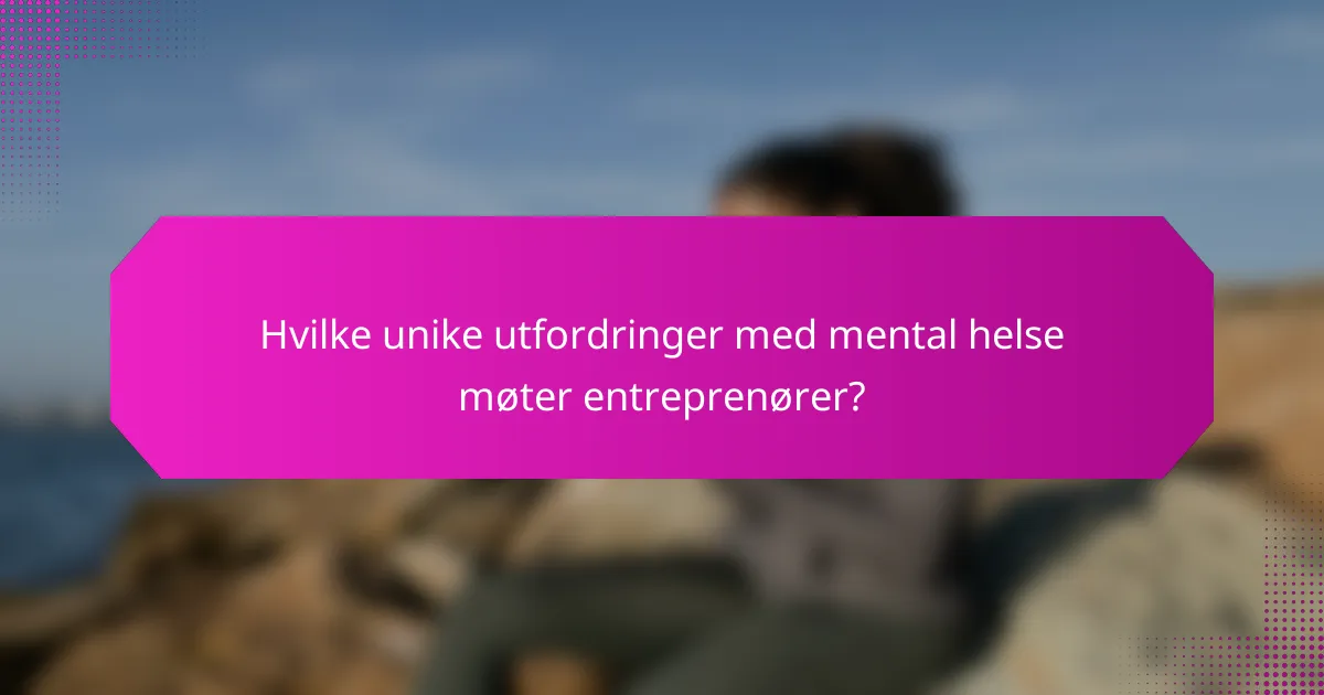 Hvilke unike utfordringer med mental helse møter entreprenører?