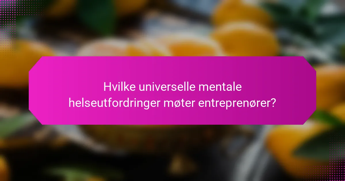 Hvilke universelle mentale helseutfordringer møter entreprenører?