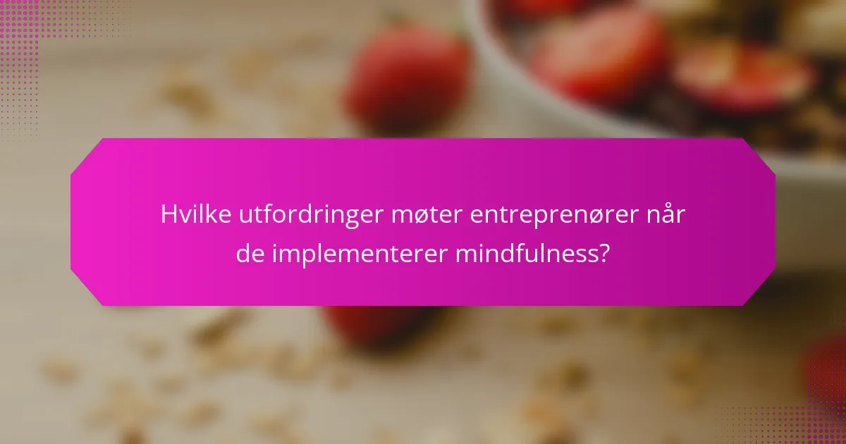 Hvilke utfordringer møter entreprenører når de implementerer mindfulness?