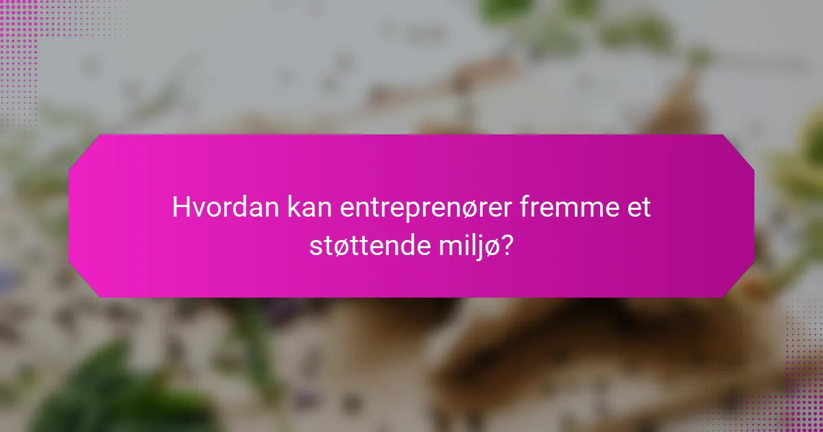 Hvordan kan entreprenører fremme et støttende miljø?