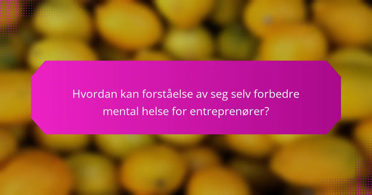 Hvordan kan forståelse av seg selv forbedre mental helse for entreprenører?