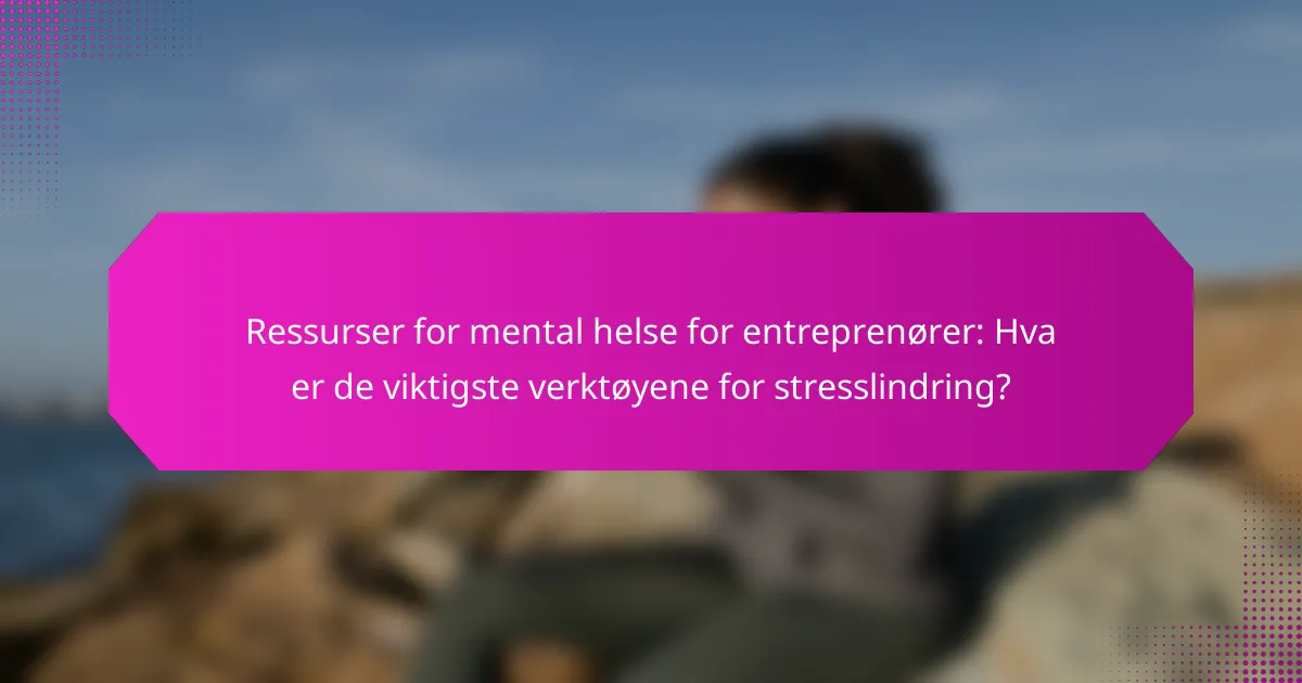 Ressurser for mental helse for entreprenører: Hva er de viktigste verktøyene for stresslindring?